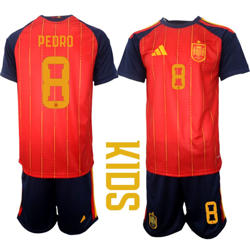 Youth 2026 World Cup National Team Spain home red #8 Soccer Jersey